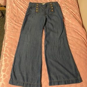 Anthropologie Elevenses Linen Sailor Pants